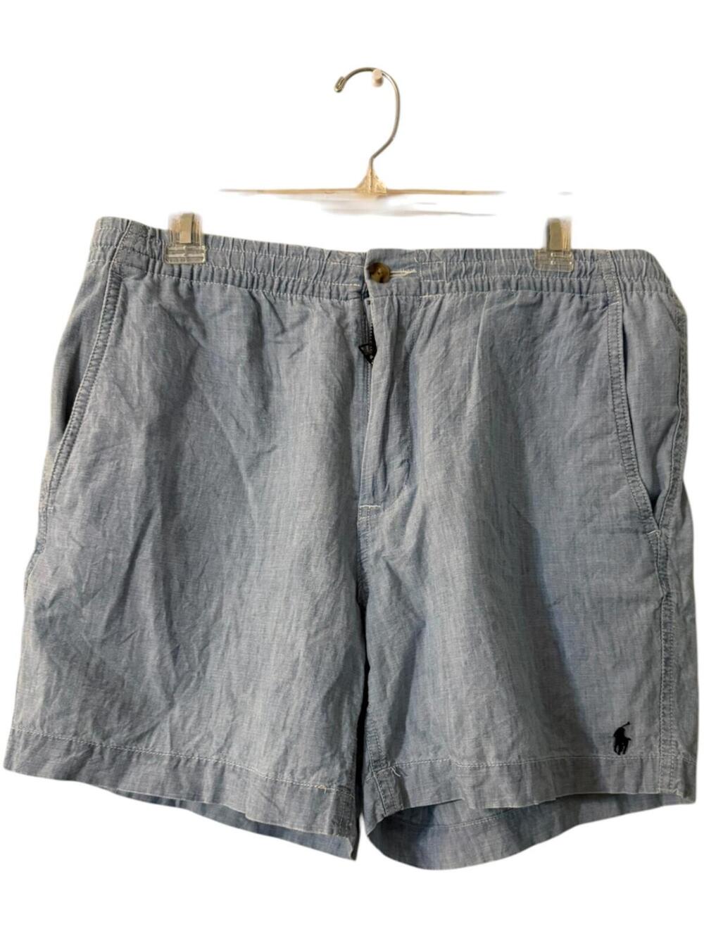 Men's Polo Ralph Lauren Light Blue Cotton Shorts with Elastic Waist Size Medium